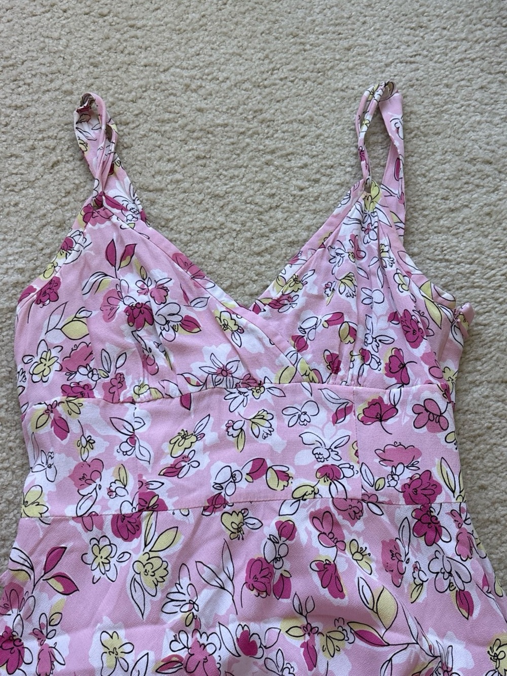 LOFT Pink Floral Y2K Empire Mini Dress 4P - Picture 6 of 7